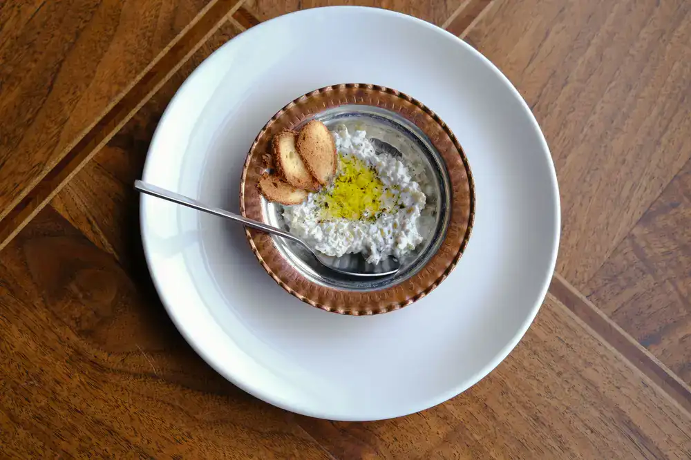 Bowl of freshly made ricotta